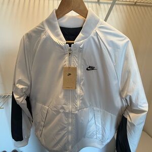 Nike White and Black Bomber Jacket
